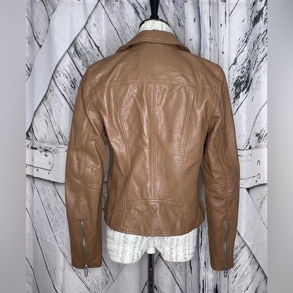 Blank NYC Good Vibes Faux Leather Moto Jacket Camel Color L - Picture 5 of 8